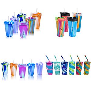 Silicone 1622OZ Tumbler Cup with Lid and Straw Unbreakable