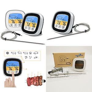Digital Meat Thermometer with Large Touchscreen LCD w Probe