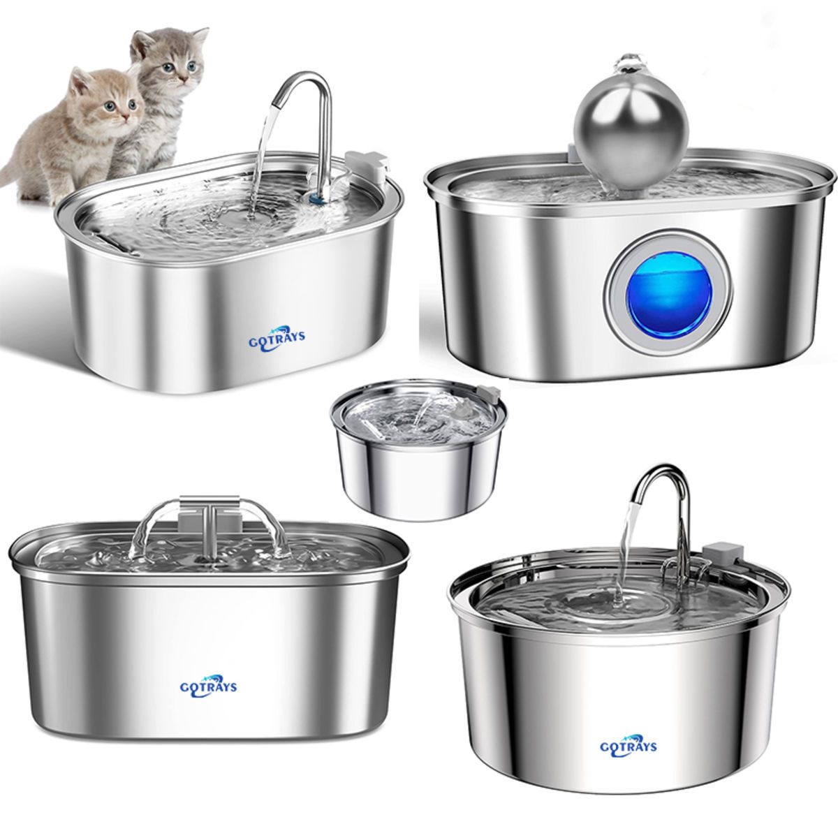 Pet Water Fountain with Level Window,108oz3.2L Metal