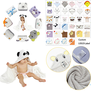 Cute Animal Soft Bamboo Hooded Bath Towel with Ears for Baby