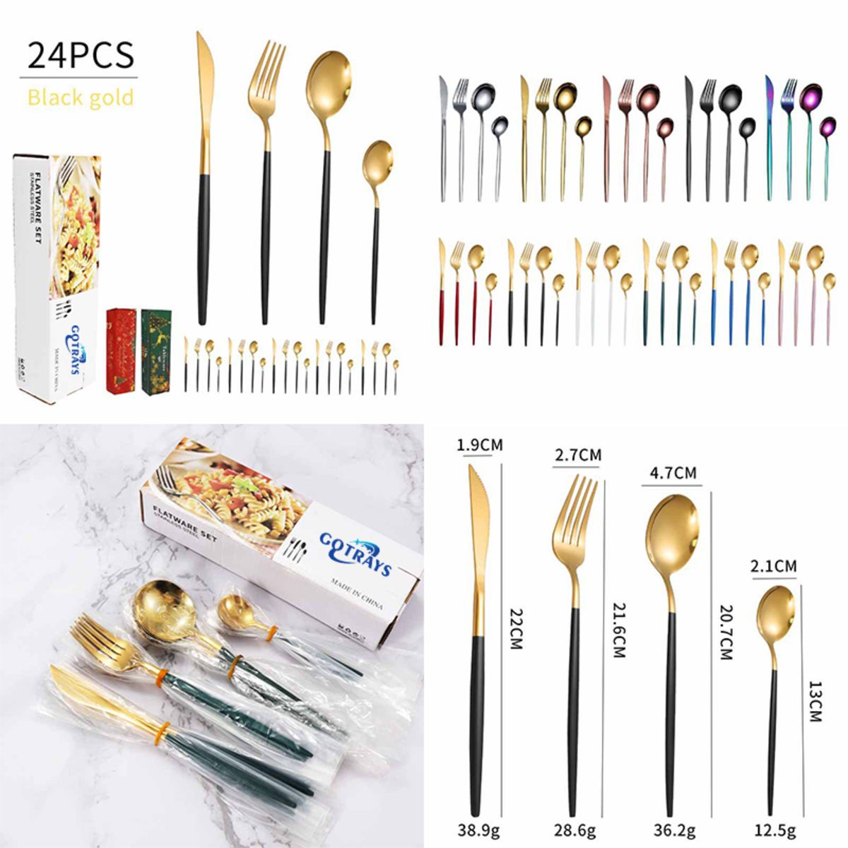 24Pcs Stainless Steel Flatware Cutlery Utensil Tableware Set