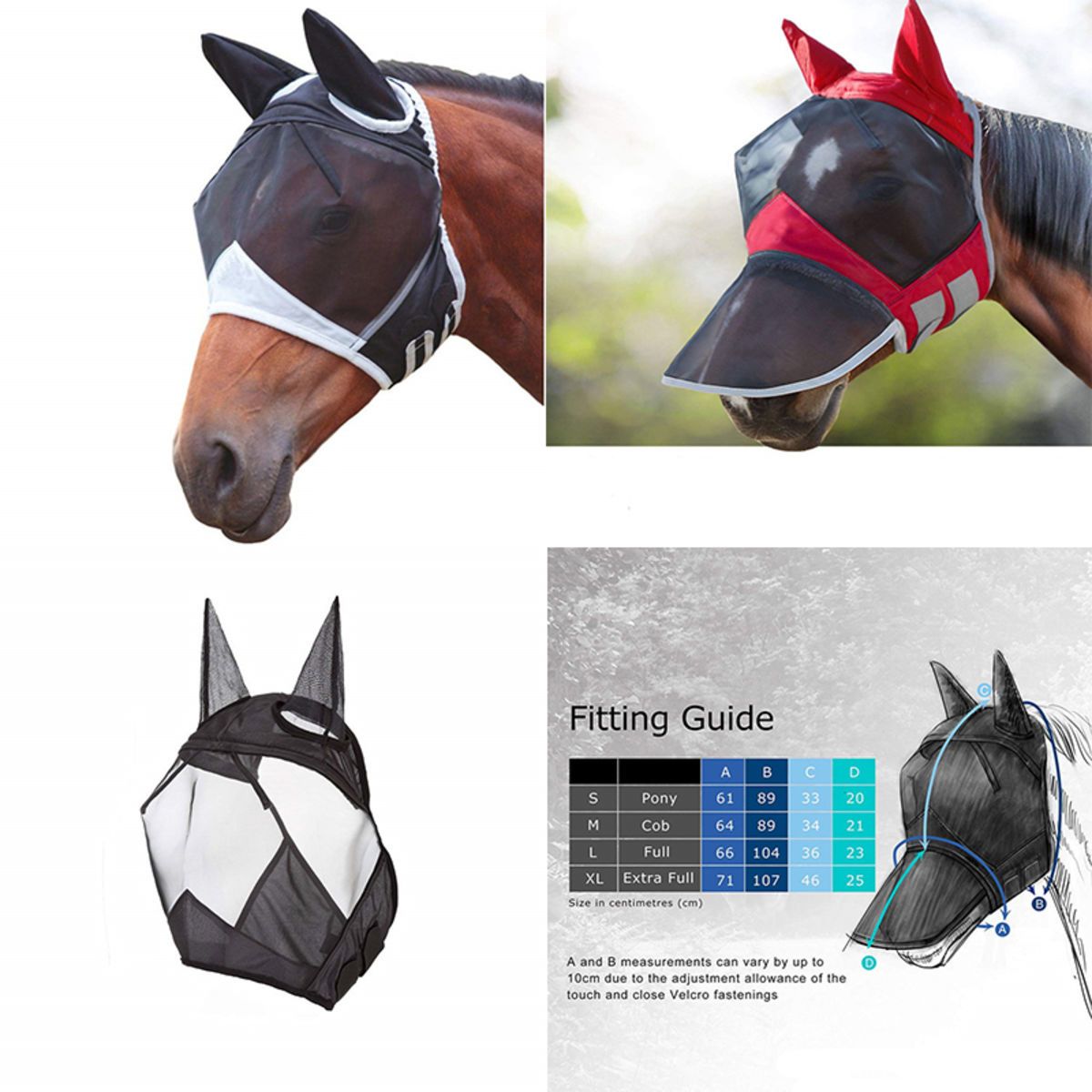 Horse Fly Mask UV Protection with Ears NetForelock HoleRef