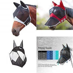 Horse Fly Mask UV Protection with Ears NetForelock HoleRef