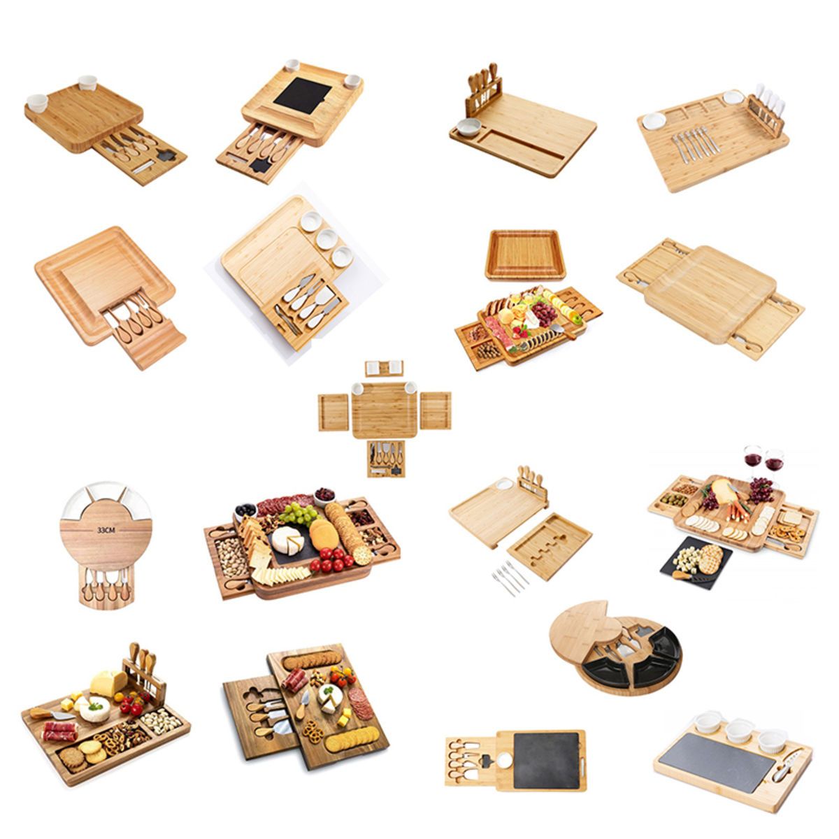 Marble and Acacia Wood Rotate Cutting Cheese Bread Board