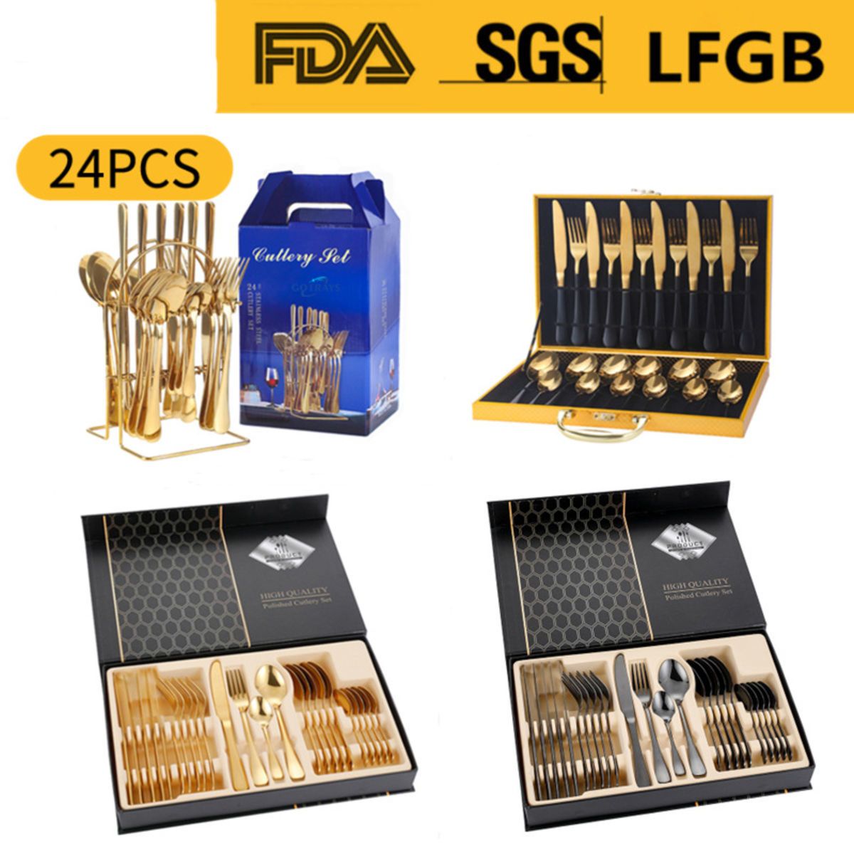 24Piece Stainless Steel Flatware Cutlery Gift Silverware Set