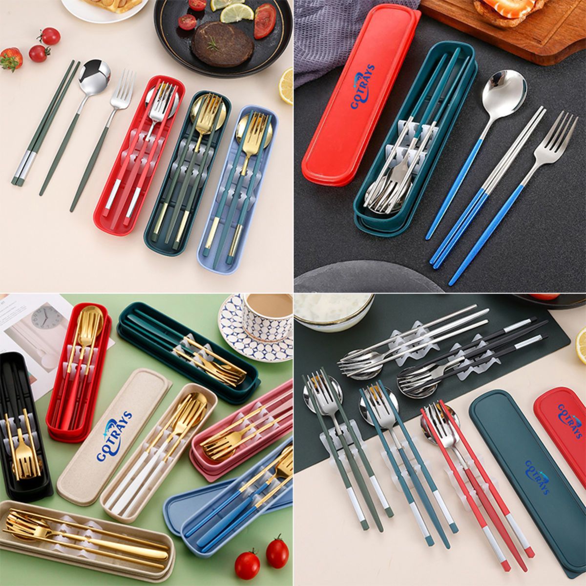 4Pcs Stainless Steel Flatware Reusable Travel Cutlery Set