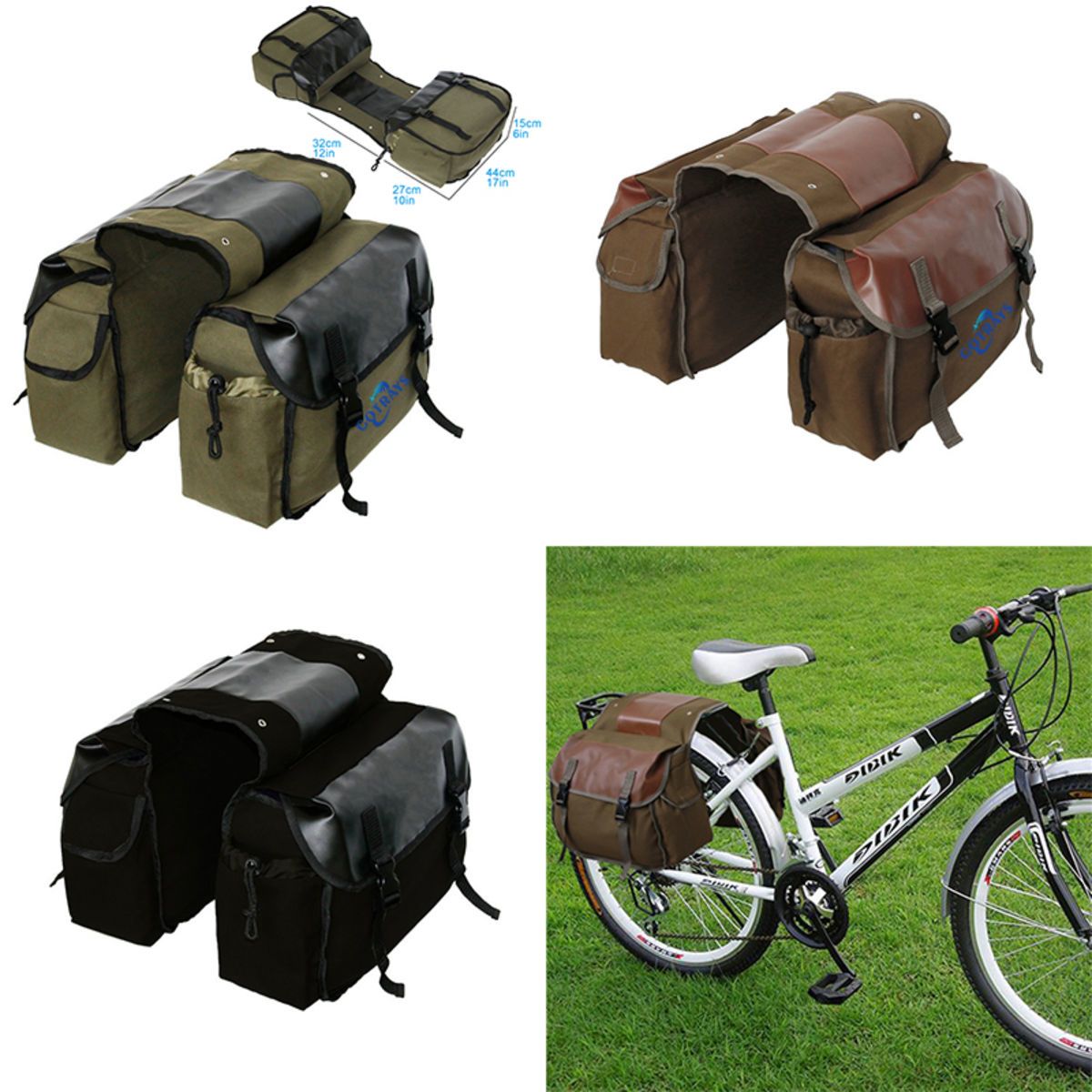Bicycle Commuting Saddle Bags for Bike Rear Rack Carrier