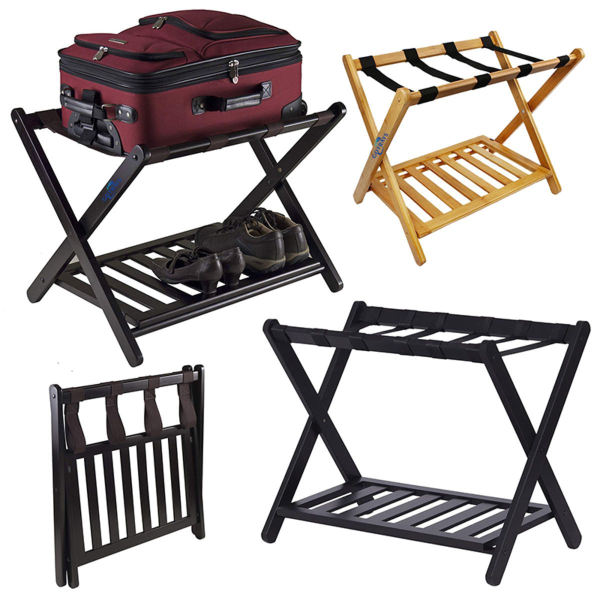 Fully Assembled Bamboo Luggage Rack for Guest Room