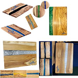 Olive Wood luxury Cheeseboard with Resin art, Epoxy River