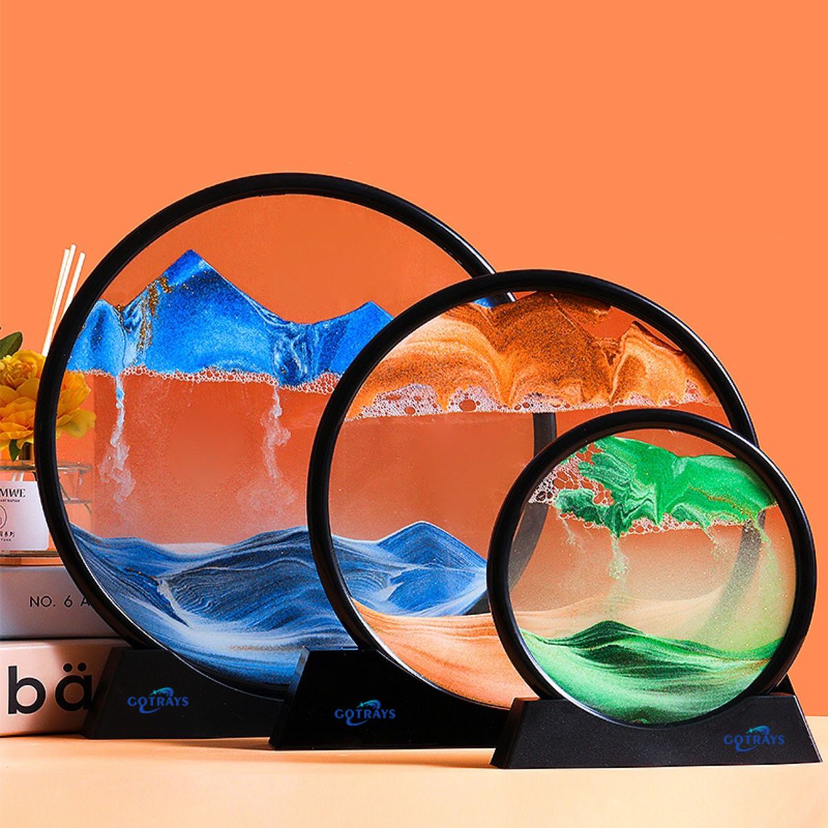 Moving Sand Art Picture 3D Hourglass Deep Sea Sandscape Liq