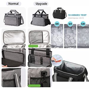 15L Insulated Lunch Bag for WomenMen, Large Leakproof Cooler Tote Pockets for Food, Reusable Soft