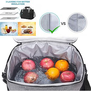 15L Insulated Lunch Bag for WomenMen, Large Leakproof Cooler Tote Pockets for Food, Reusable Soft