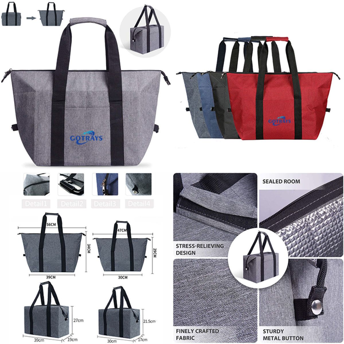 Large Carrying Insulated Cooler Bag Tote Can Change Shape