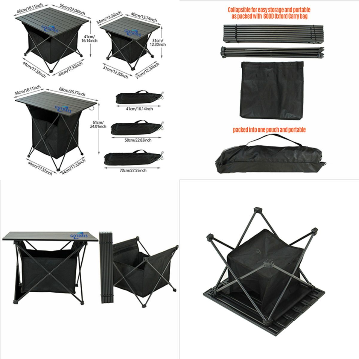 Portable Camping Ultralight Aluminum Camp Table with Bag