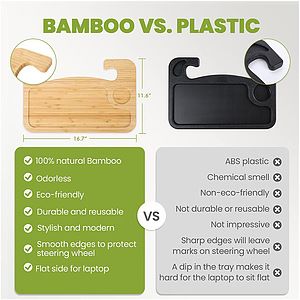 Bamboo Double-Sided Steering Wheel Tray Desk