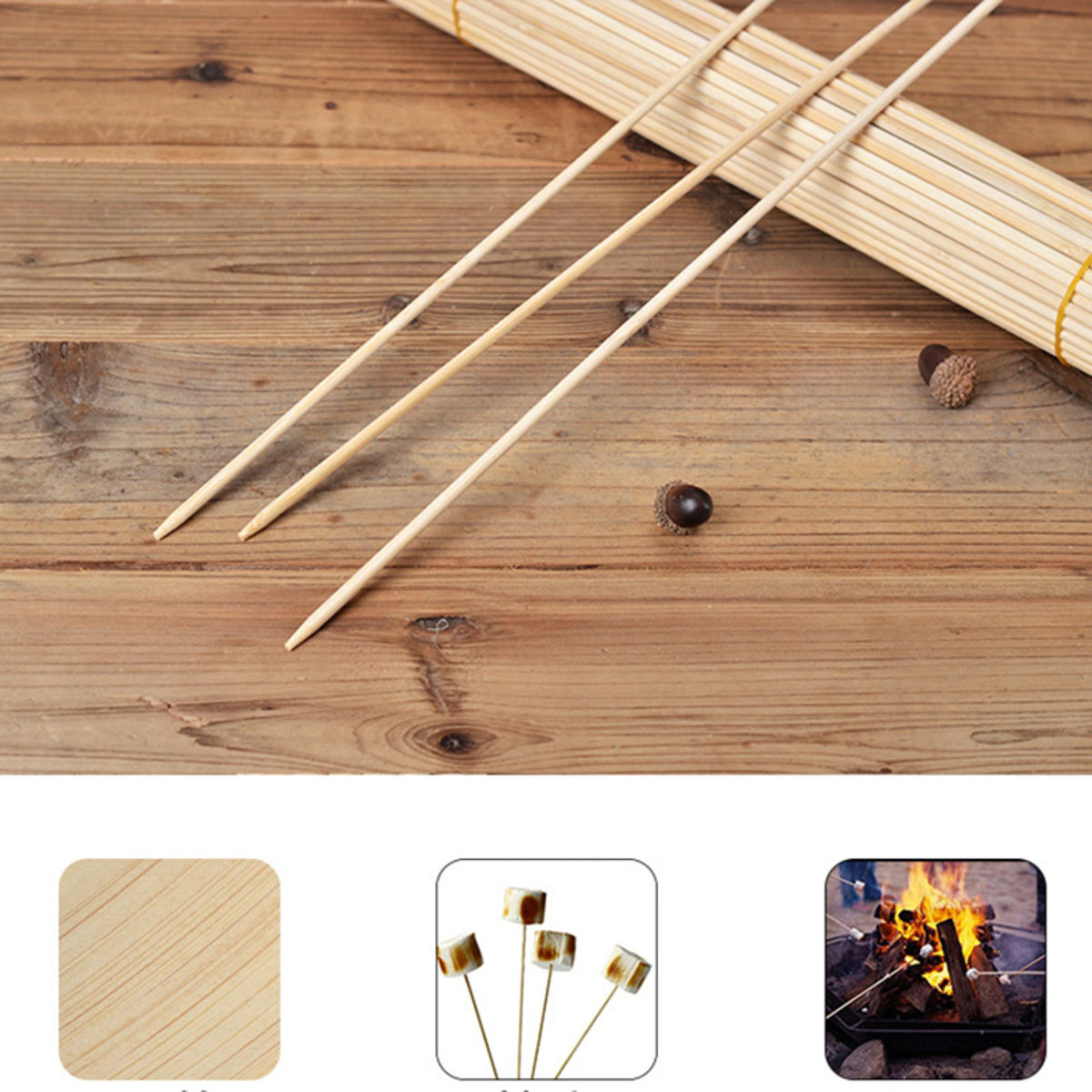 Bamboo Marshmallow Roasting Sticks with 36 Inch 6mm Thick