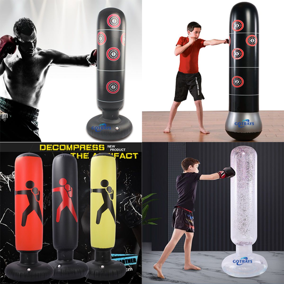 Fitness Inflatable Punching Tower Bag Freestanding Children
