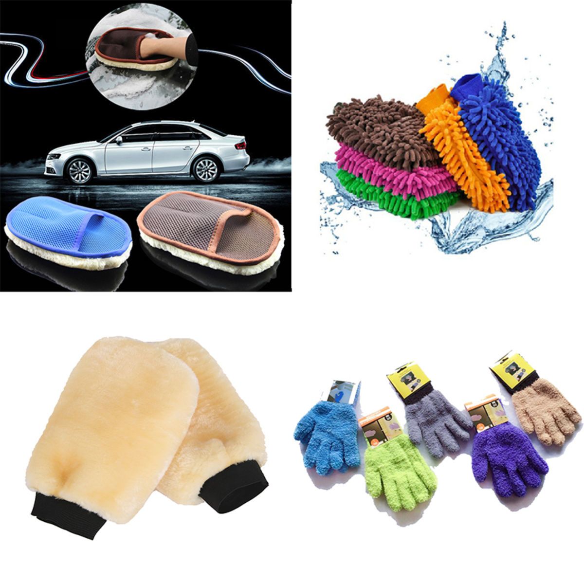 Premium Car Wash Mitt Microfiber, 2PK-Scratch  Lint Free