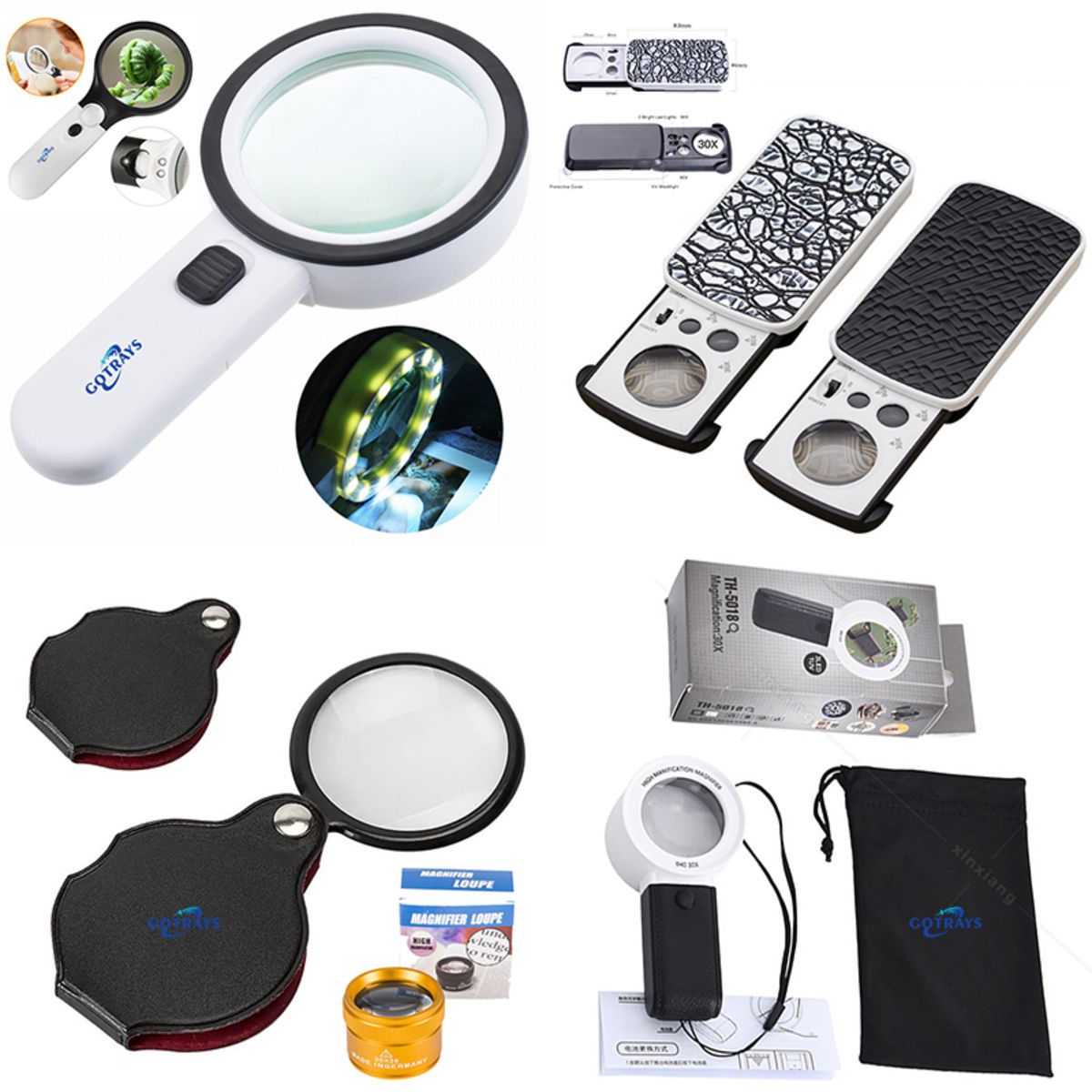 3X with 45x Mini Magnifying Glass with LED-Evenly Lit Viewing Area-The Best Lighted Magnifier