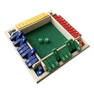 Shut The Box Dice Game,Classic 4Sided Wooden Board Game Flip