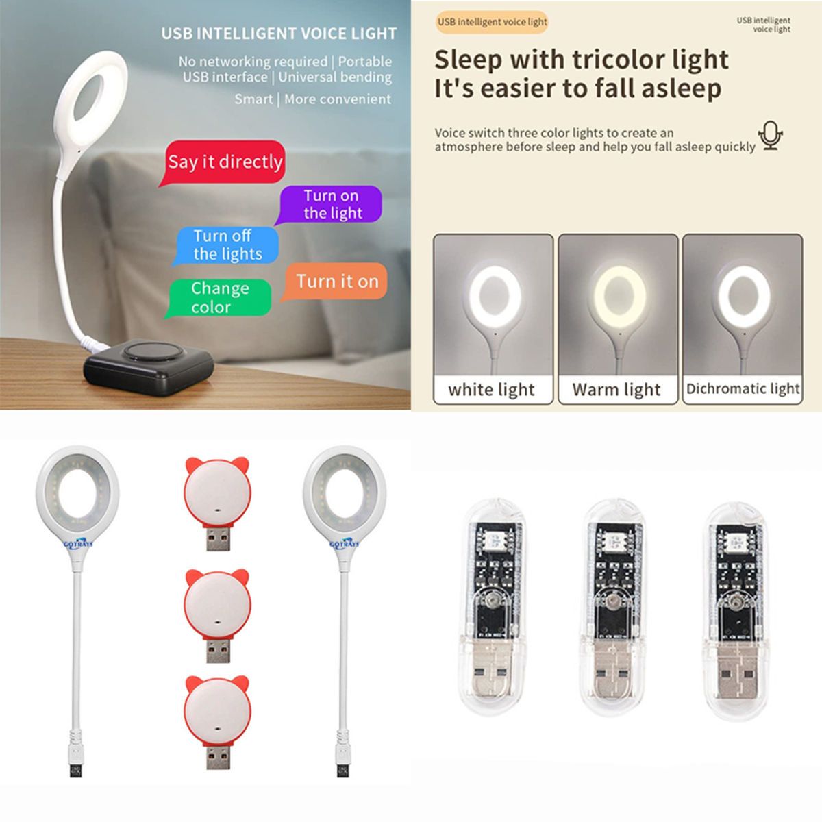 USB Switchless Intelligent Voice Control Tricolor Light