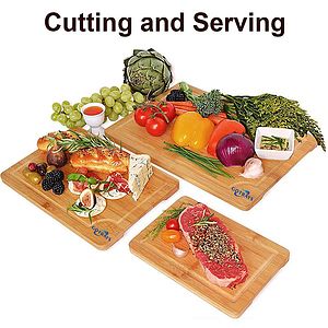 Cutting Boards for Kitchen - Bamboo Cutting Board Set of 3, Cutting Boards with Juice Grooves