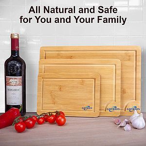Cutting Boards for Kitchen - Bamboo Cutting Board Set of 3, Cutting Boards with Juice Grooves