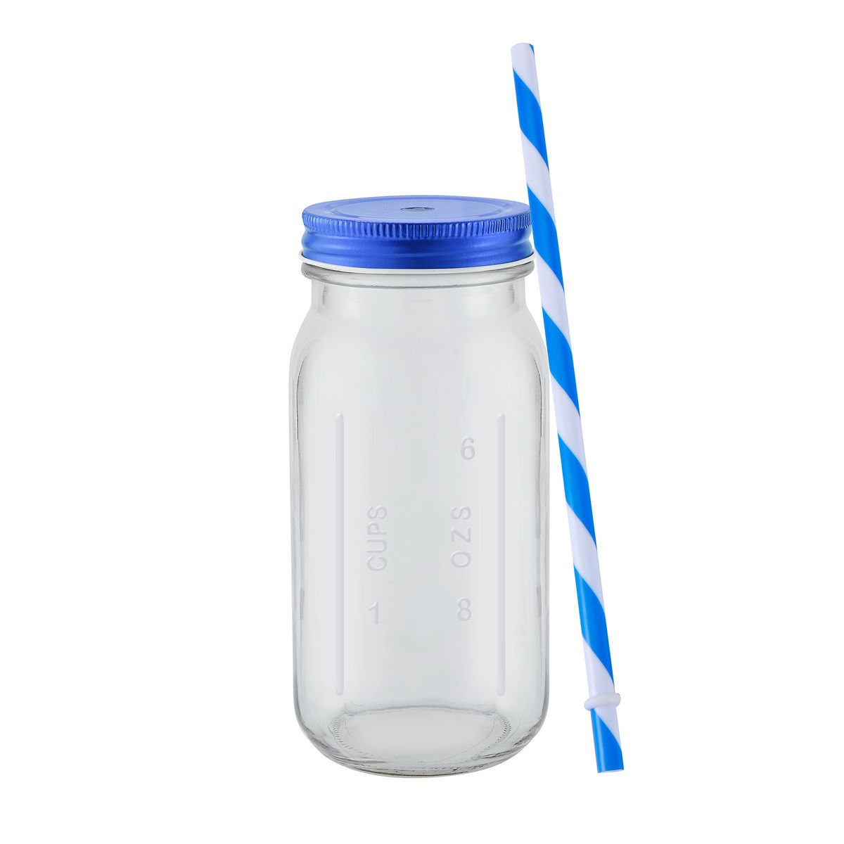 Promotional Mason Jason Glasses with Striped Straw (20 Oz