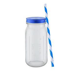 20 oz Mason Jason with Striped Straw Glass