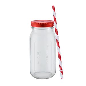 20 oz Mason Jason with Striped Straw Glass