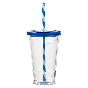 16 oz Slurpy with Colored Lid & Striped Straw Tumbler