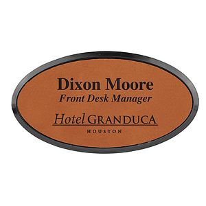 Leatherette Oval Framed Badge 1.5x3
