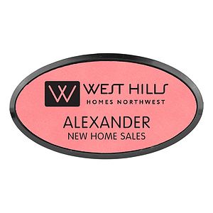 Leatherette Oval Framed Badge 1.5x3