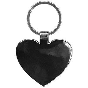 Heart-Shaped Beveled Wood Gunmetal Key Chain