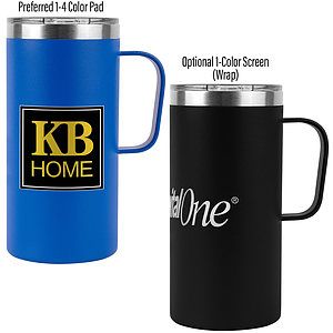 Vacuum Insulated Tall Mug With Drip-Free Clear Sip-Lid, Powder Coating And Copper Lining (20oz.)