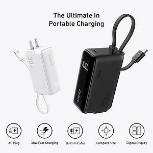 Anker 3-in-1 Power Bank (30W, Fusion, Built-In USB-C Cable)
