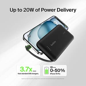 Belkin Power Bank 10K with Integrated Cable