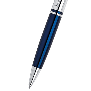 Cross Calais Ballpoint Pen - Chrome &amp; Blue Lacquer