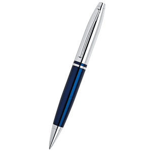 Cross Calais Ballpoint Pen - Chrome &amp; Blue Lacquer