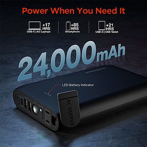 HyperGear 24,000mAh | Power Brick Laptop Power Bank with 65W USB-C PD and AC Outlet