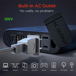HyperGear 24,000mAh | Power Brick Laptop Power Bank with 65W USB-C PD and AC Outlet