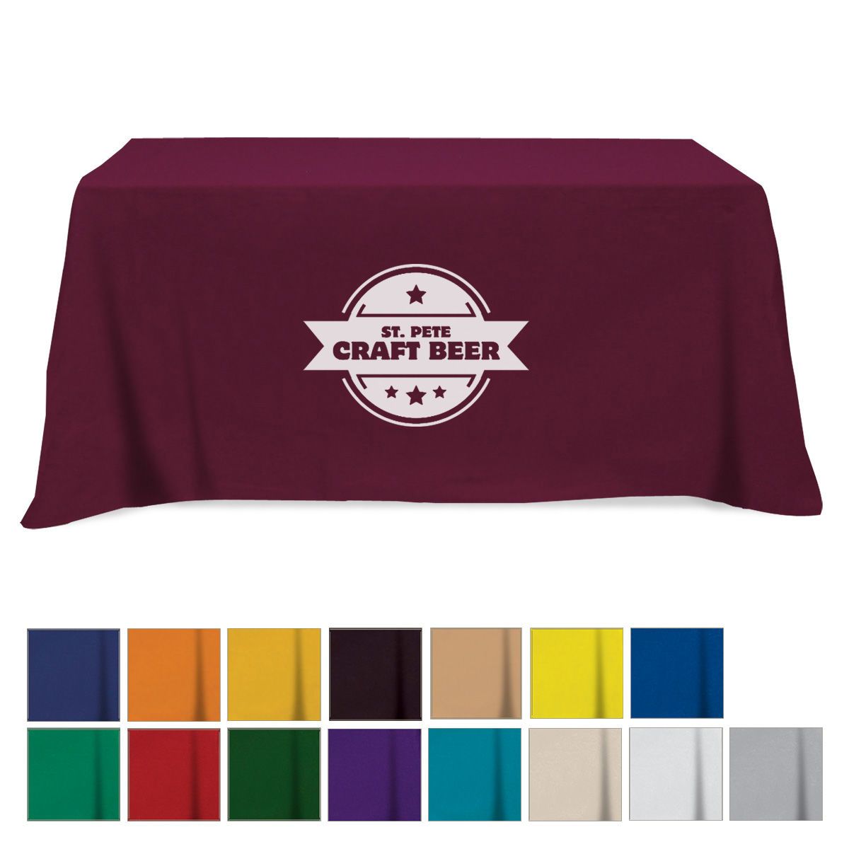 Flat PolyCotton 3-sided Table Cover - fits 6' standard table