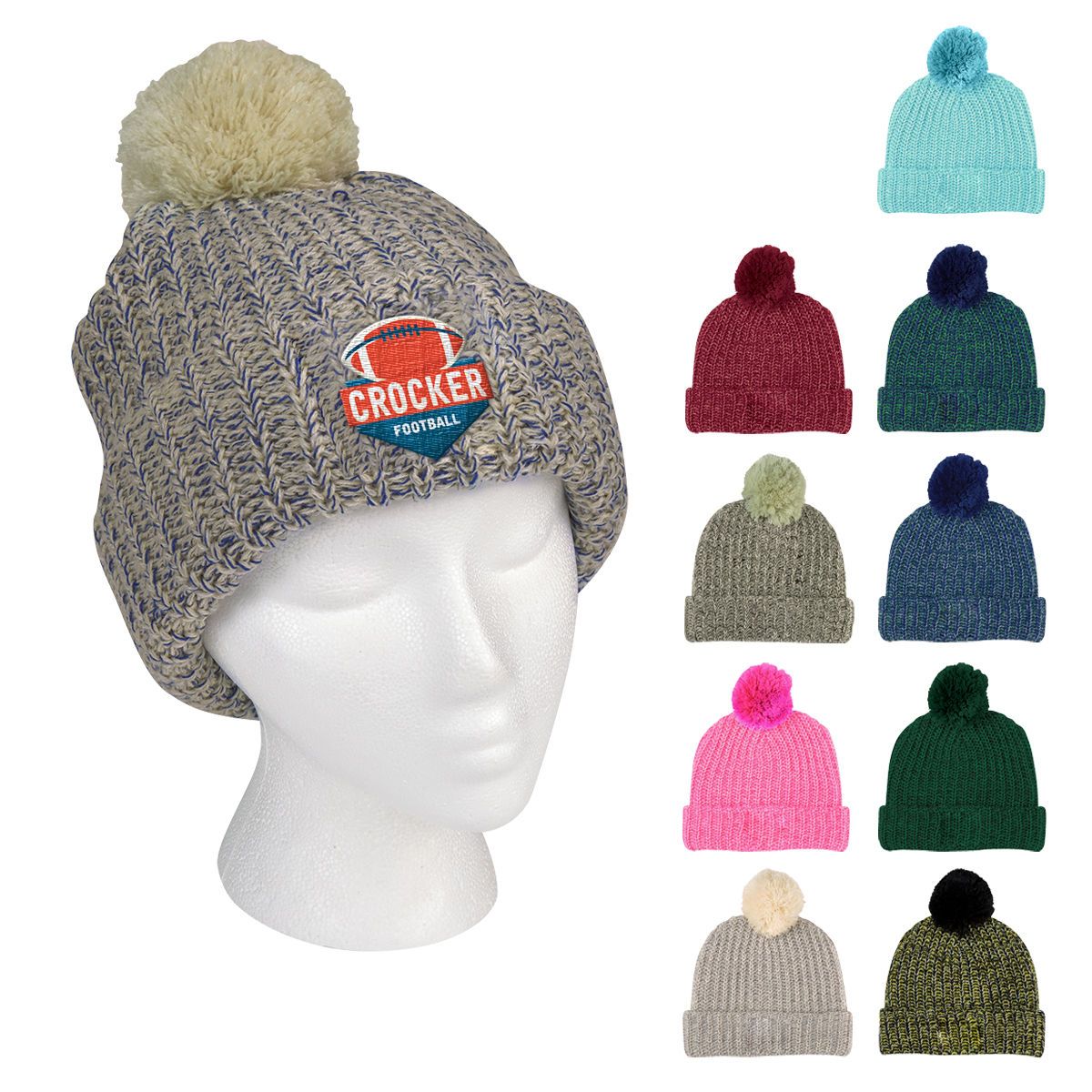 Grace Collection Pom Beanie With Cuff