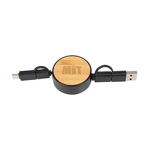Bamboo Retractable 3-in-1 Charging Cable