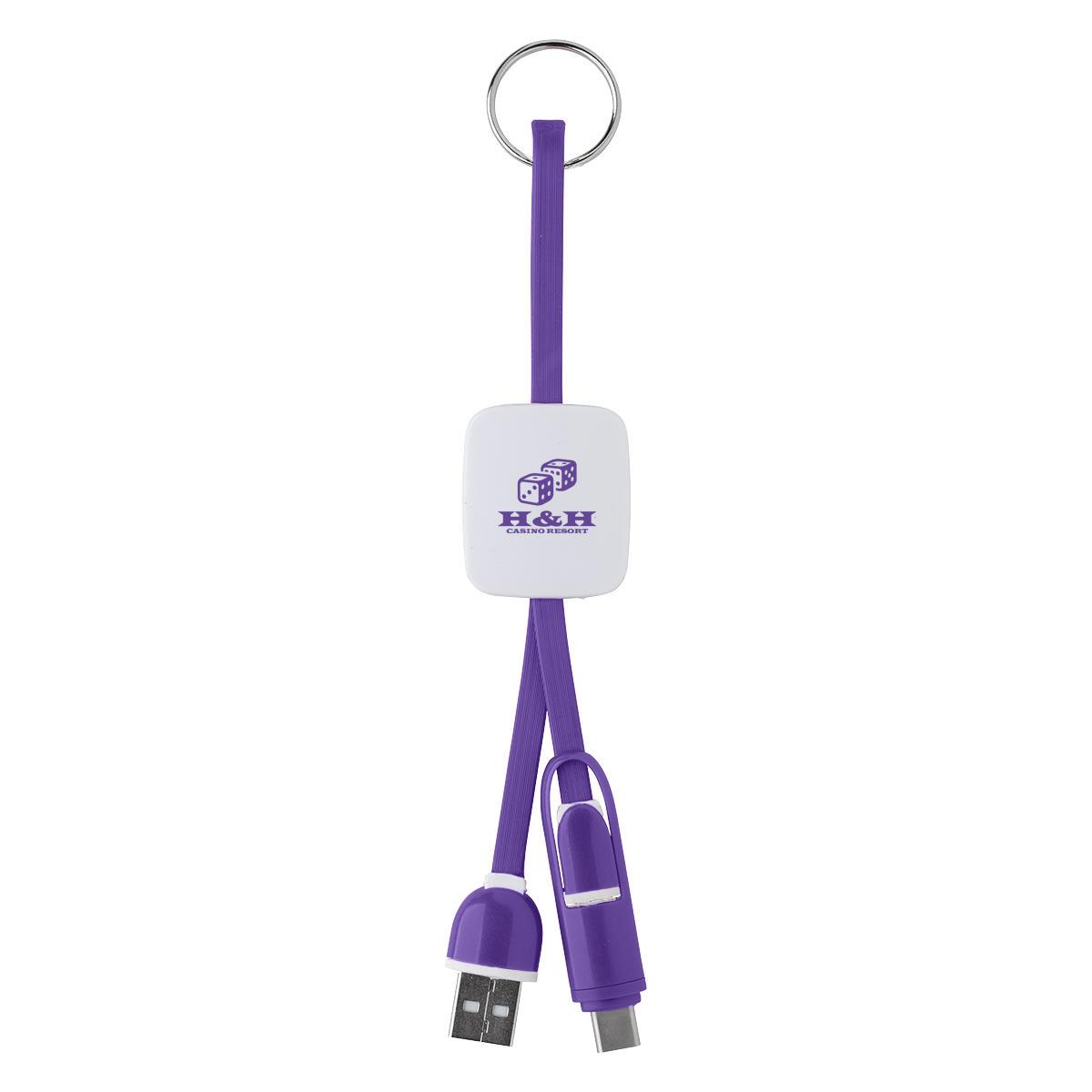 Slide charging cables on key ring Brandextenders