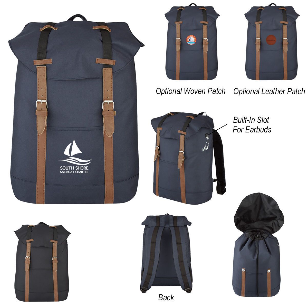 Flap Drawstring Backpack