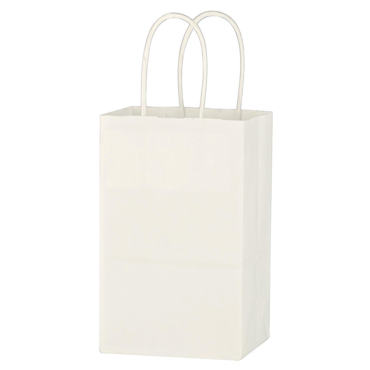 Kraft Paper White Shopping Bag - 5-1/4" x 8-1/4"