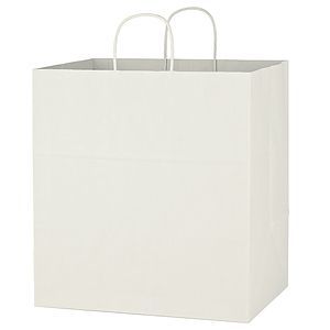 Kraft Paper White Shopping Bag - 14" x 15"