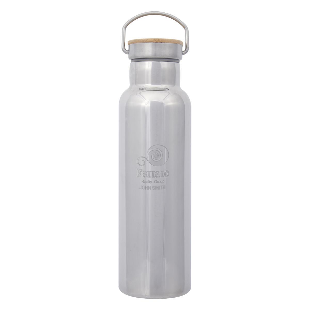 21 oz. shiny liberty stainless steel bottle with bamboo lid Corporate