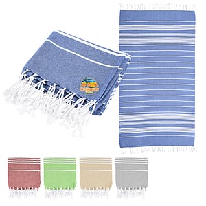 100% Recycled Cotton Beach Blanket With Tassel Fringe
